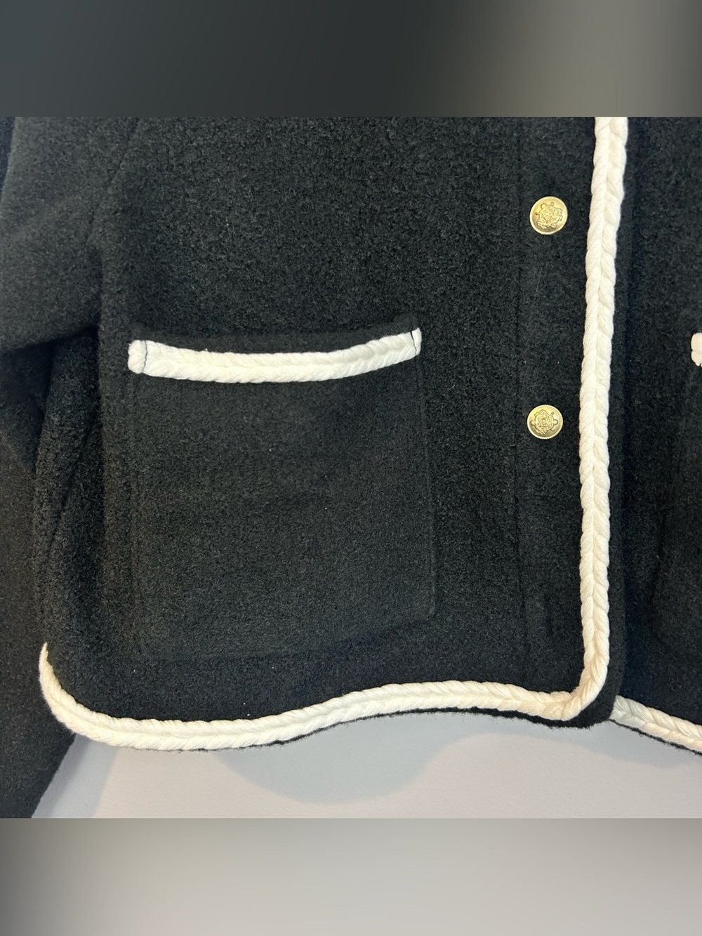J.Crew Cropped Boucle Yarn Lady Black/White Fleece Boxy Jacket Size Xl - Picture 7 of 14